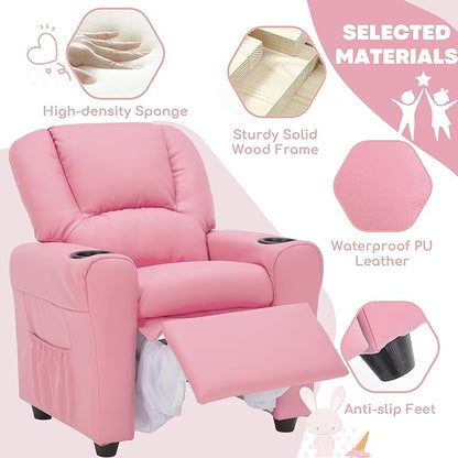 Candy Kids Reclining Chair Leather Recliner Sofa Toddler Youth Children Child Ages 1-6
