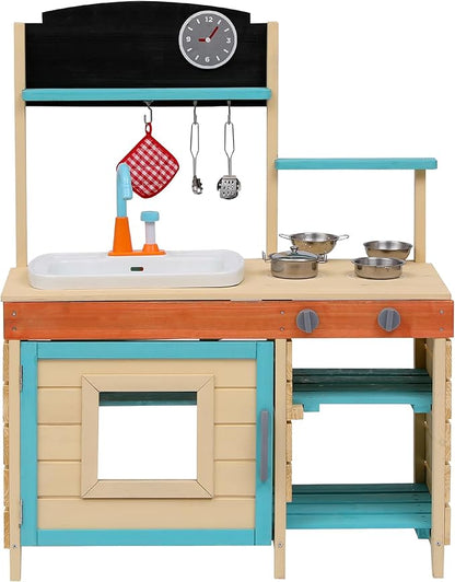 Mud Kitchen for Kids Outdoor - Kids Outdoor Play Kitchen Playset with Cookware Accessories - Perfect for Chef Pretend Play