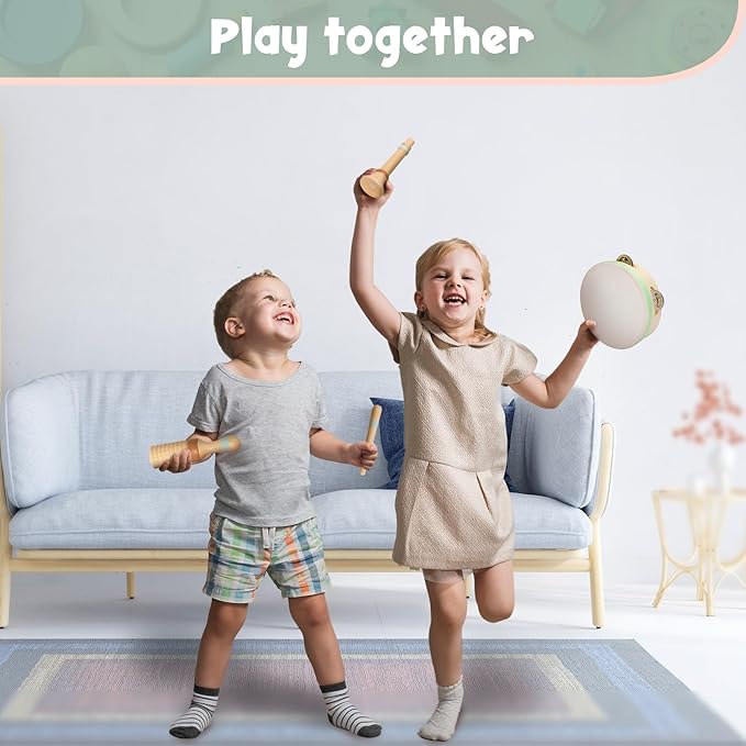 Stoie's Wooden Musical Instruments for Toddlers 1-3 - Montessori Music Toys for 1 Year Old, with Xylophone, Tambourine and More - Aids Educational Development and Creativity -Baby Musical Instruments