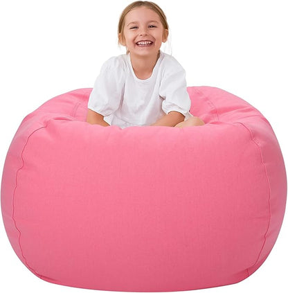 Aubliss Stuffed Animal Bean Bag Storage Chair (Solid Pink, X-Large (48''))