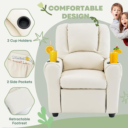 Candy Kids Reclining Chair Leather Recliner Sofa Toddler Youth Children Child Ages 1-6