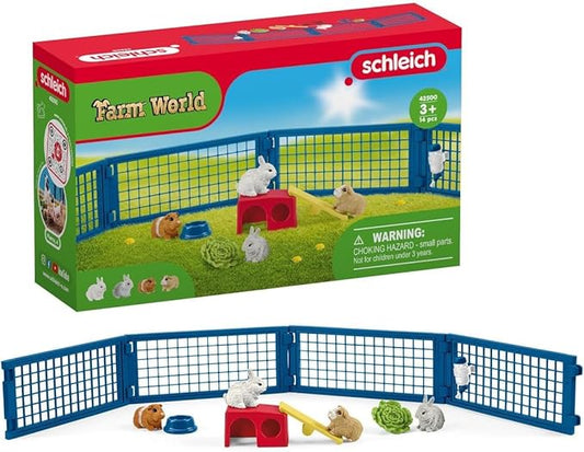 Schleich Farm World, Animal Toys for Kids, Rabbit and Guinea Pig Toy Set with Hutch 14-Piece Set, Ages 3+