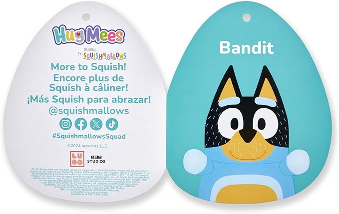 Squishmallows Original Bluey 10-Inch Bandit HugMees - Medium-Sized Ultrasoft Official Jazwares Plush