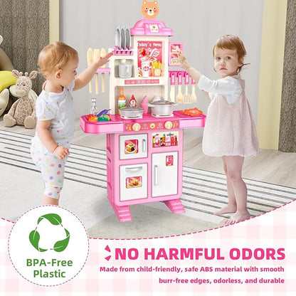 Play Kitchen for Girls and Boys - Realistic Toy Kitchen Set with Lights, Sounds, and Water Circulation for Ages 3-8