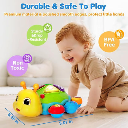 Baby Crawling Toys for 6-12 Months, Musical Toys for Infants 7 8 9 10 11 Months, Early Learning Educational Toy with Light Sound, Tummy Time Development Toys, Christmas Birthday Gifts for 1 Year Old