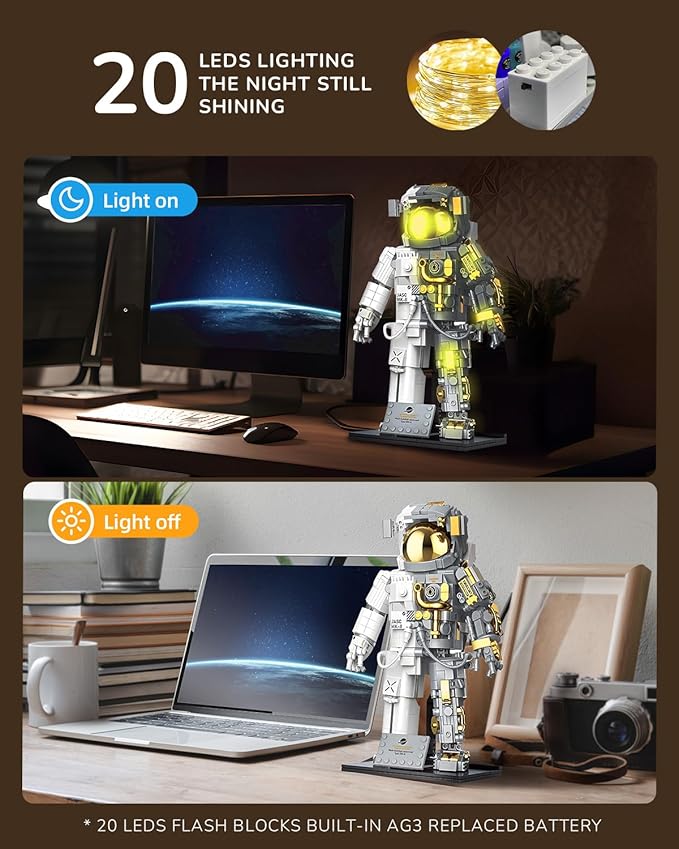 Kimiangel Astronaut Building Block Sets, Building Sets for Adults, Space Astronaut Building Block Set, 966 Pcs Astronaut Building Set for Adults