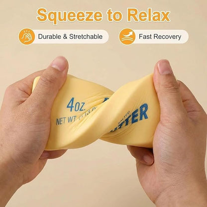 Slow Rebound Cute Butter Squeeze Stress Balls, 2026 New Squeeze Ball Realistic Butter Stick Soft Squeeze Toys, Upgrade Stress Relief Fidget Toys Wet Slow Rebound Stress Relief Toy (1, Yellow) (2Pcs)