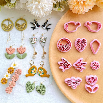 KEOKER Spring Polymer Clay Cutters - 11 Cutters for Polymer Clay Earrings, Flower Clay Earring Cutters
