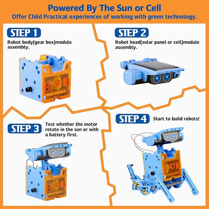 Sillbird STEM 12in1 Solar Robot Toys for Ages 8-13, Solar and Cell Powered Dual Drive Motor DIY Building Science Educational Kit, Gift for Kids 8 9 10 11 12 13 Years Old