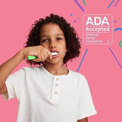 Quip Sonic Toothbrush for Kids with Timer - Includes Extra Brush Head and Travel Cover Mount - Electric, Soft Bristle Refill Head, Rubber Handle, 3 Month Battery Life - Glow in The Dark, Green