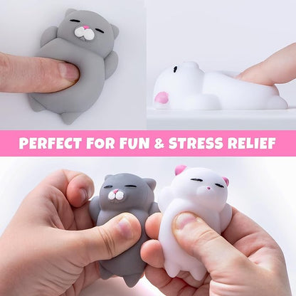 Nutty Toys Squishy Cat Set - 2" Soft Silicone Kawaii Kitties, Top Stress Relief Toy 2026, Unique Kids & Adults Egg Filler Gift Idea, Best Teenage Girl, Teen Boy & Tween Easter Basket Stuffers Present