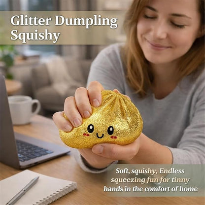 Dumpling Squishies,Glitter Dumpling, Glitter Squishy with Box,Easter Basket Stuffers (Purple)
