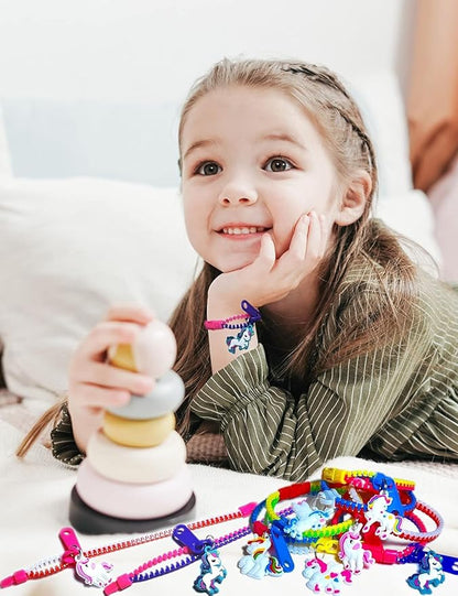 UpBrands Unicorn Valentine Gifts For Kids Zipper Bracelets Bulk Set, Kit for Unicorn Birthday Party, Goodie Bags & Stuffers, Perfect Friendship Fidget Toys