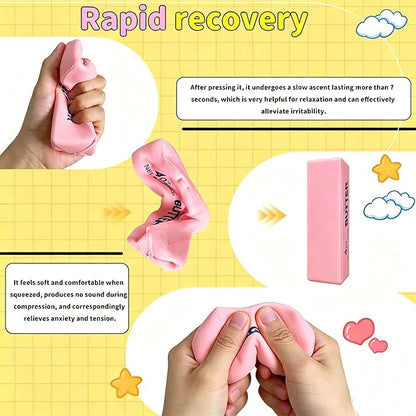 2026 Upgraded Slow Rebound Butter Squeeze Stress Balls, Soft Butter Stick Squishies Toy, Slow Rising Sensory Fidget Toy for Stress Relief & Calming（Pink）