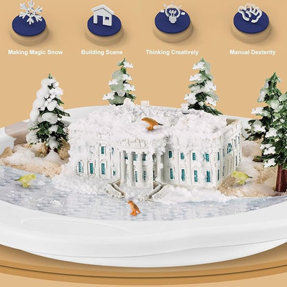 Snow Making Experiment Kits, Snow Making Fun Science Kits for Kids, DIY Educational Painting 3D Snow Scene Science Experiment Kit Snow Making Experiment Scene Painting DIY Model Science Toys-3002