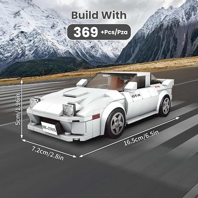 Mould King Speed Champion Cars Building Sets, RX-7 Mazda Initial D Car Model with Display Case, 27015 MOC Collectible Toys Blocks Car Kits for Adults and Boys Kids Aged 8+ (369 Pieces)