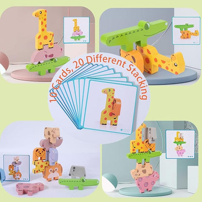 Montessori Toys for 2-4 Year Old Boys or Girls, 10 Pack Wooden Animal Blocks Sorting & Stackin with Cards, Suit for Kids Preschool Educational Toys, 3-5 Year Old Toddlers Girl Boy Gifts