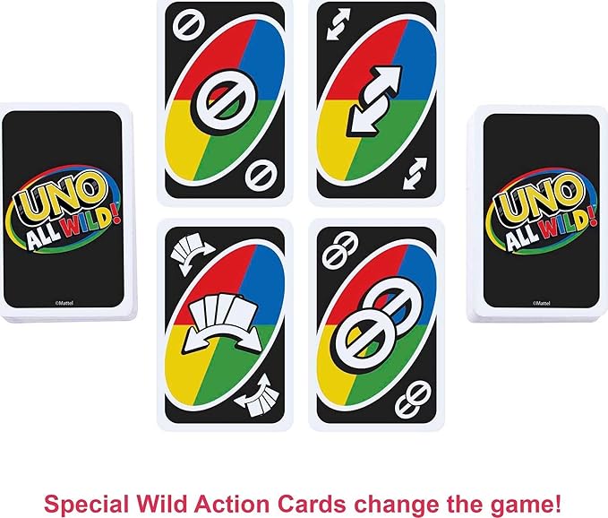 Mattel Games UNO All Wild Card Game for Family Night, Travel Game in Collectible Tin Where All Cards Are Wild, 2-10 Players (Amazon Exclusive)