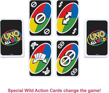 Mattel Games UNO All Wild Card Game for Family Night, Travel Game in Collectible Tin Where All Cards Are Wild, 2-10 Players (Amazon Exclusive)