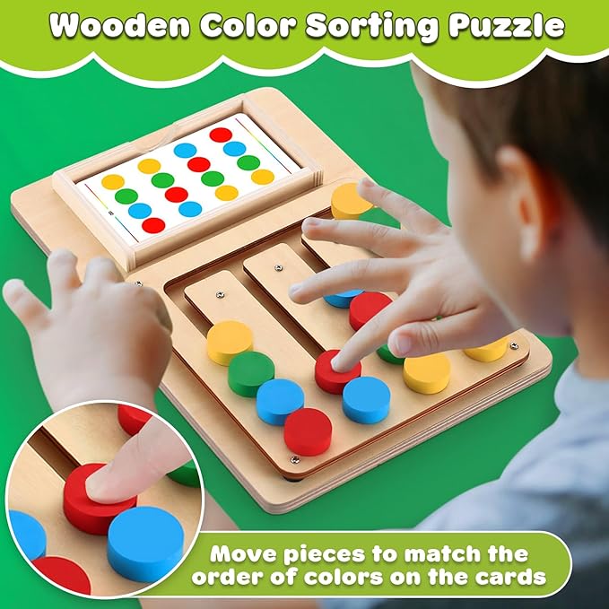 V-Opitos Color Matching Puzzle Toys, Montessori Brain Teasers Game for Kids Age 3, 4, 5, 6, 7 Years Old, Road Trip Toys for Boys & Girls, Handheld Games for Travel, Ideal Christmas, Birthday Gifts