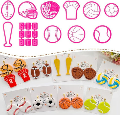 Xaekicr Sports Theme Polymer Clay Cutters Set – Multiple Shapes Clay Cutters for Polymer Molds, Clay Earring and Tools