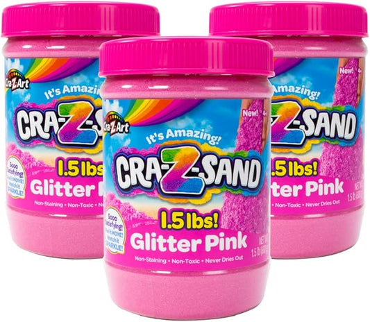 Cra-Z-Art Cra-Z-Sand Party Pack Glitter Pink Sand 3 Pack of 1.5lb Jars, Bulk Party Favor 3 Pack