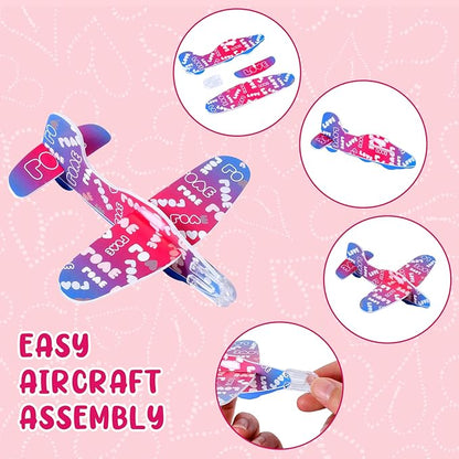 Valentines Day Gifts for Kids, 224 Pcs Valentines Day Party Favors for Kids School Classroom Exchange, 28 Pack Valentines Day Goodie Bags Stuffers with Cards Slap Bracelet Foam Airplane Pencil Eraser