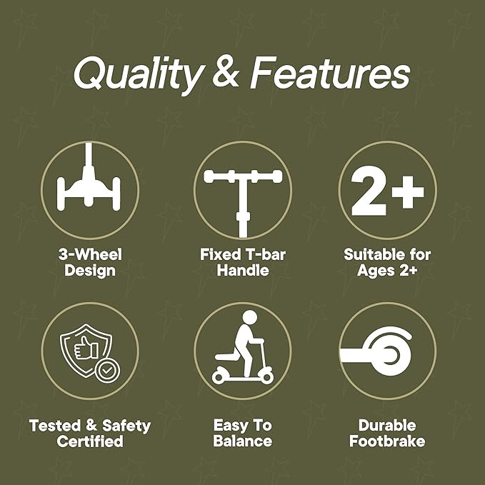 3 Wheel Scooter for Kids, Smooth Light Up LED Front Wheels, Wide Anti Slip Deck, Rear Foot Brake, Easy Lean to Steer Maneuvering, Indoor & Outdoor Ride On Toys for Ages 2 Up,