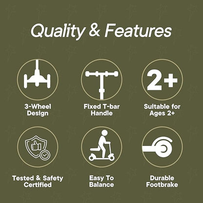 3 Wheel Scooter for Kids, Smooth Light Up LED Front Wheels, Wide Anti Slip Deck, Rear Foot Brake, Easy Lean to Steer Maneuvering, Indoor & Outdoor Ride On Toys for Ages 2 Up,