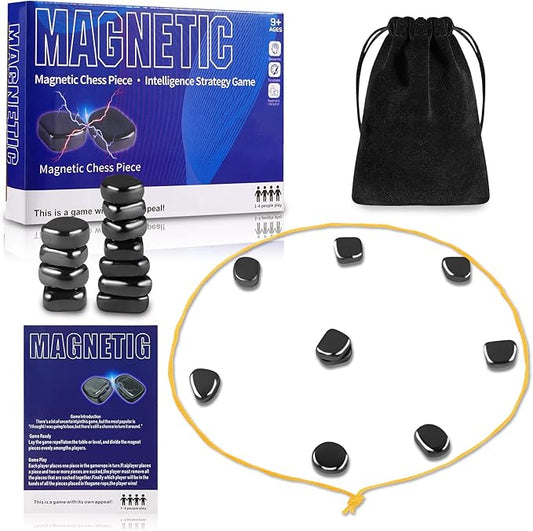 Magnetic Chess Game with Stones Set, Magnetic Chess Game with Rocks, Magnet Game with String, Family Gatherings Board Games for Kids & Adults Travel Camping Games