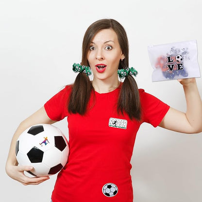 Kolewo4ever Girls' Soccer Gift Set - 160 Pieces Accessory Set Including Soccer Scrunchies, Bracelets, Makeup Bags, and Stickers - Multicolor