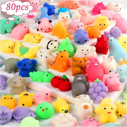 80pcs Mochi Squishy Toys, Mini Kawaii Squishy Fidget Toys Bundles Squishies Party Favors for Kids Gift for Easter Basket Stuffers Egg Fillers Birthday Classroom Prize Pinata Christmas Stocking