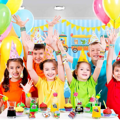 74 PCS Train Party Favors, 24 PCS Train Slap Bracelets 50 PCS Train Stickers Train Birthday Party Decorations Supplies Gifts for Kids Classroom Rewards