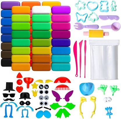Air Dry Clay,Adult Magic Foam DIY Molding Clay,Air Dry Clay Set 48 Colors with 7 Clay Tools and 50 Randomly Colored Mold Accessories–Soft Lightweight DIY Modeling for Arts Crafts Sculpting