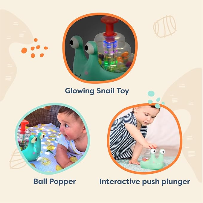 B. baby – Light-Up Snail Ball Popper – Glowing Snail Toy For Toddlers – Developmental Benefits – Interactive Toy – 10 Months + – Escar-Glooooow