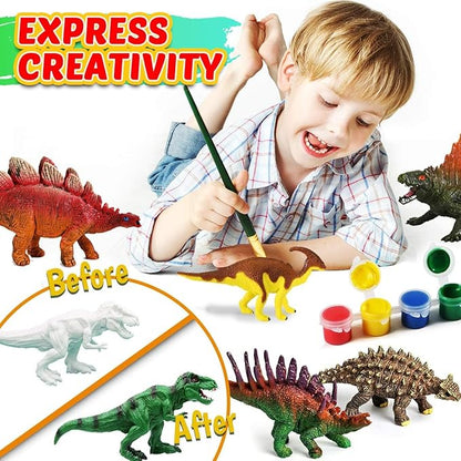 FUNZBO Painting Kits for Kids, Arts and Crafts with Art Supplies, Dinosaur Figures Ready to Paint, Toys Gifts for Toddlers Boys Girls 3-12