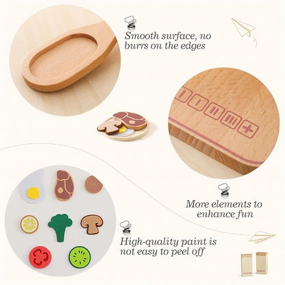 OESSUF Kitchen Set for Kids Wooden Play Kitchen Accessories Toddler Pretend Baking Cooking Playset, Cookware Utensils Learning Toys with Play Pots and Pans, Montessori Toy Gift Sets for Kids