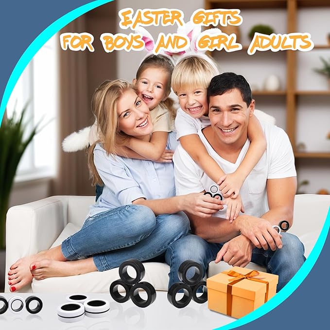 Cevioce 6 PCS Magnetic Ring Fidget Toys Set,Easter Basket Stuffers Finger Spinner Pack for Teens Adults and Kids,Coolest Magnet for ADHD Anxiety Relief Toy for 8+ Year Old Boys Valentine's Day Gifts