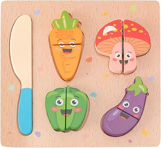 CUCOS Wooden Cutting Puzzles for Kids Ages 1-5 Years Old, Vegetable Toddler Puzzles, Learning Toys Educational Gift for Girls and Boys