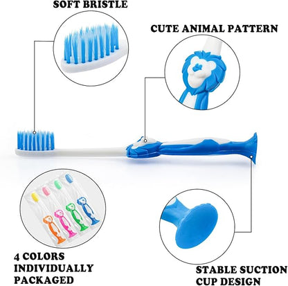 Disposable Toddler Toothbrush Kids Pack of 200,Manual Suction Cup Bulk Kids Toothbrushes Individually Wrapped Animal Toothbrush for Kids,Childrens,for Home,School,Camp,Daycare,Travel