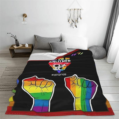 LGBT Throw Blanket Rainbow Progress Pride Blanket Soft Cozy Flannel Fleece Lightweight Plush Fuzzy LGBT Blanket Gifts for Gay LGBTQ Lesbian Transexual Friends Besties Couch Sofa Bed 40"X50"