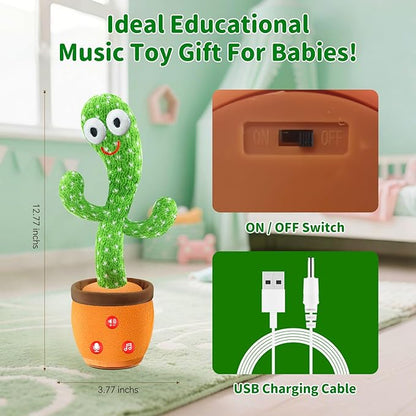 Dancing Talking Cactus Baby Toys, Easter Gifts/Easter Basket Stuffers for Kids, Singing Mimicking Recording Toys Repeats What You Say, Comes with English Songs Talking Musical Toy (Rechargeable)