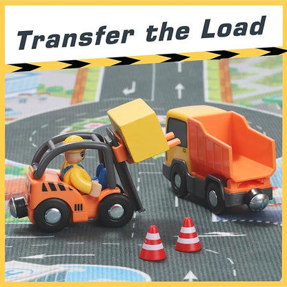 Giant bean 12Pcs Vehicles Battery Operated Train Car Set, Magnetic Mini Construction Set for Wooden Train Track, Bulk Car Toys for Toddlers Boys Girls Kids 3 4 5, Fits for Most Brands