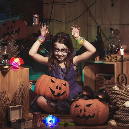 JoFAN 24 Pack Halloween LED Fidget Spinner Bracelets Light Up Toys for Kids Boys Girls Halloween Party Favors Halloween Treat Bags Gifts