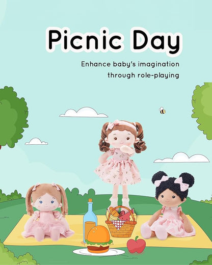 LeyaDoll Soft Baby Doll Toys (12''), My First Baby Rag Doll for 1 Year-Old Girl Birthday Gift, Christmas Plush Toys Gift for Toddler Kids Infants-Halloween Special-Princess Coral-Light-Pink