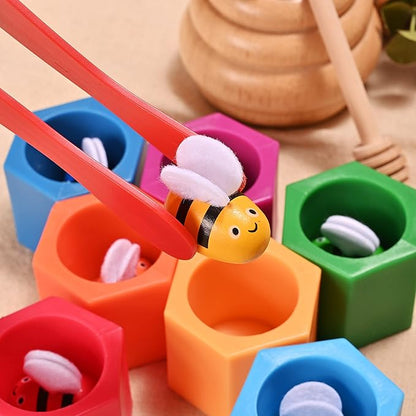 Sorting Stacking Wooden Toys for Toddlers, Bee Hive Toy, Montessori Sensory Bin Tools Toys for 3 4 5 Years Old, Fine Motor Skill Toys Early Learning Preschool Educational Gift for Kids