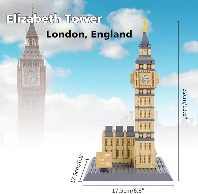 Oichy Building Blocks Set, Elizabeth Tower Toy Building Sets Famous Architecture Model Kits Best Gift for Adults and Kids 911PCS