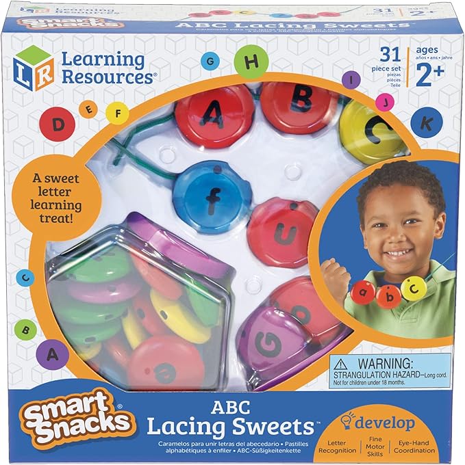 Learning Resources Smart Snacks ABC Lacing Sweets, Fine Motor Toy, 31 Pieces, Ages 2+