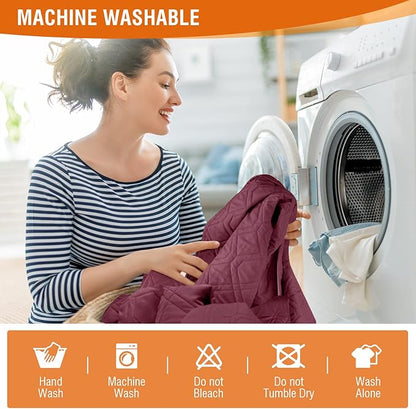 VANSOFY 100% Waterproof Recliner Chair Covers, Recliner Cover Non-Slip Dog Chair Cover Furniture Protector Washable Slipcover with Pocket, Elastic Straps for Pets, Dogs(Burgundy, 23.6")