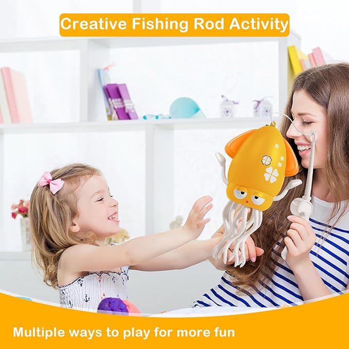Plnmlls Dancing Octopus Toy,Tummy Time Toys,with Music and LED Light,Built-in Rechargeable Battery and Volume Can be Turned Off for 6-12 12-18 36 Months Walking Toddler Birthday Gift(Amber)